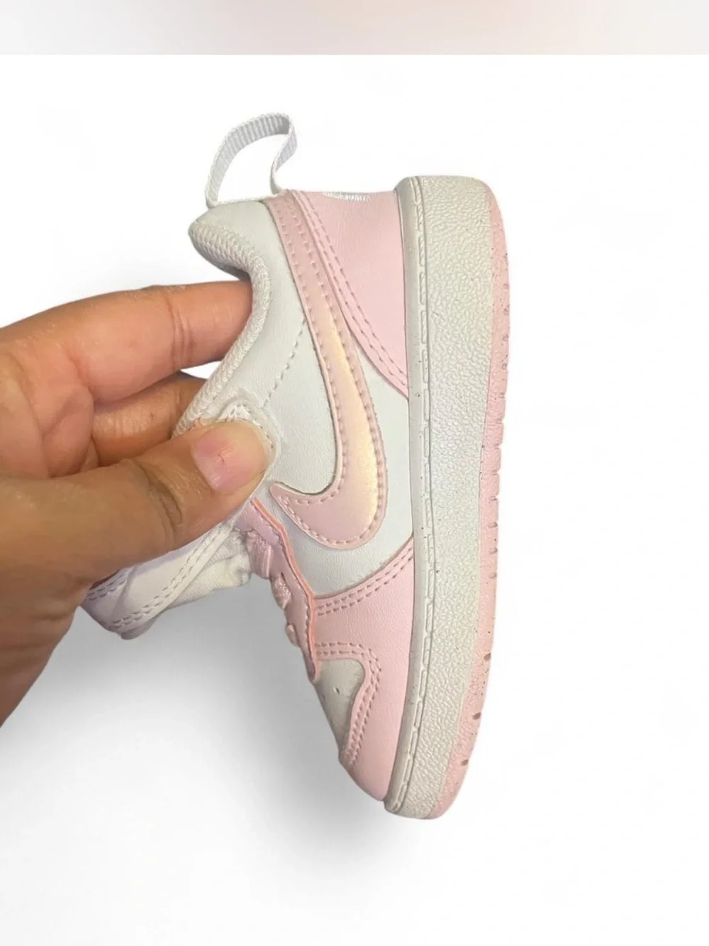 Nike Kids Pink and White Hook-and-Loop Sneakers